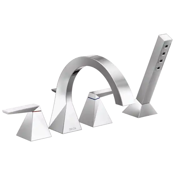 Delta T4746-PR Two-Handle Roman Tub Trim with Hand Shower