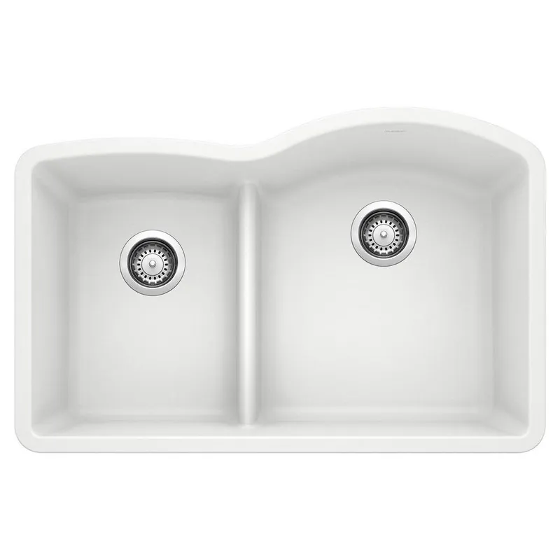 BLANCO 441603 Diamond 32 x 20-7/8 in. No Hole Composite Double Bowl Undermount Kitchen Sink in White