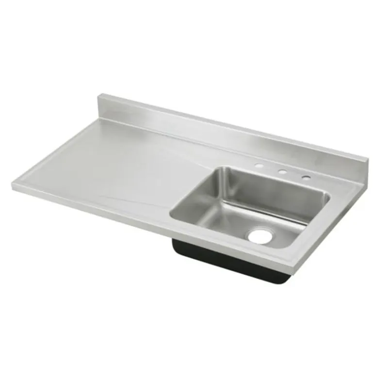 Elkay S4819R3 Lustertone Classic Stainless Steel 48 x 25 x 7-1/2 Single Bowl Sink Top with Drainboard