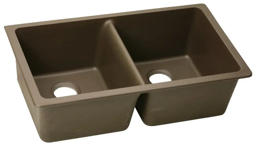 Elkay ELGU3322MC0 Quartz Classic 33 x 18-1/2 x 9-1/2 Equal Double Bowl Undermount Sink Mocha