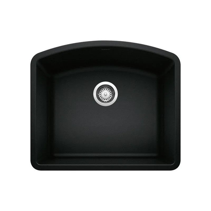 Blanco 442906 Diamond 24 x 20-3/4 in. No Hole Granite Composite Single Bowl Undermount Kitchen Sink in Coal Black