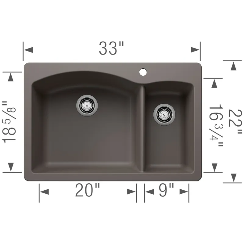 Blanco 443099 Diamond 1-1/2 Double Bowl Dual Mount Kitchen Sink - Volcano Gray