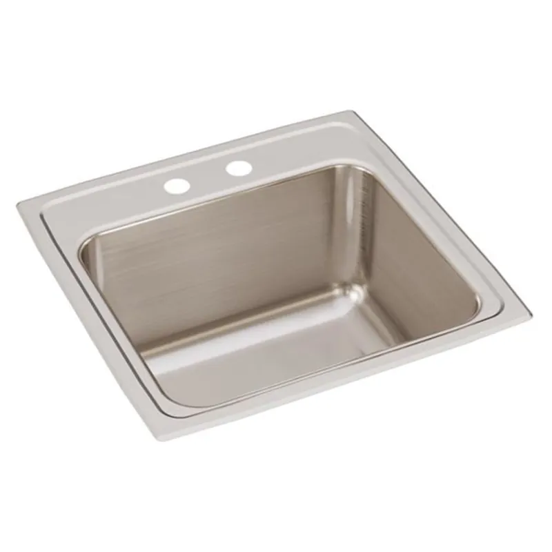 Elkay DLR1919102 Lustertone Classic Stainless Steel 19-1/2 x 19 x 10-1/8 2-Hole Single Bowl Drop-in Laundry Sink