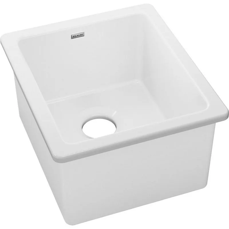 Elkay SWU1517WH Fireclay 16-3/8 x 18-7/8 in. Undermount Fireclay Bar Sink in White