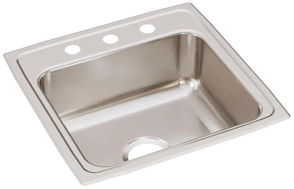 Elkay LR19193 Lustertone Classic Stainless Steel 19-1/2 x 19 x 7-1/2 3-Hole Single Bowl Drop-In Sink