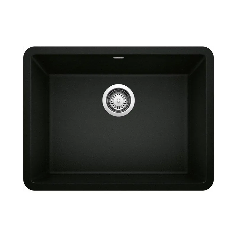 BLANCO 442928 Precis 23-7/16 x 17-3/4 in No Hole Granite Composite Single Bowl Undermount Kitchen Sink in Coal Black