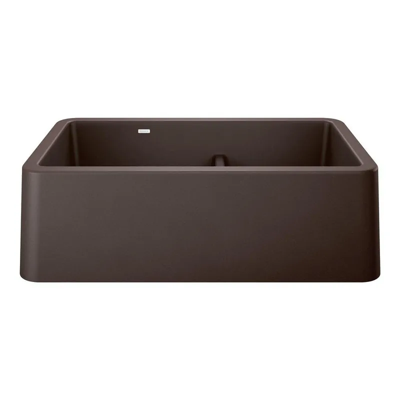 BLANCO 402323 Ikon 33 x 19 in. No-Hole Granite Composite Double Bowl Farmhouse Kitchen Sink in Cafe Brown
