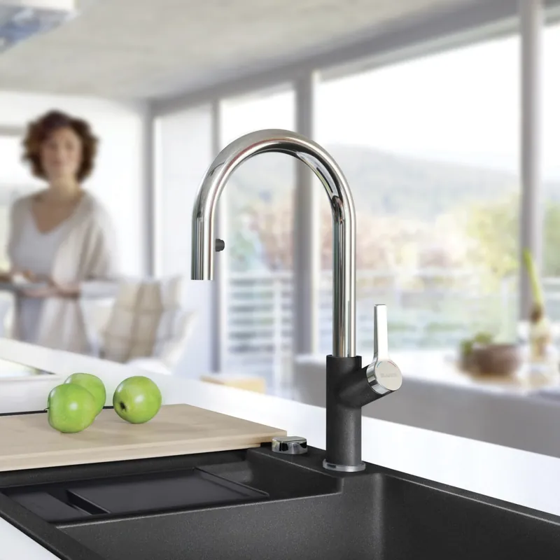 Blanco 526392 Urbena Pull-Down Kitchen Faucet 1.5 GPM - Chrome/Anthracite