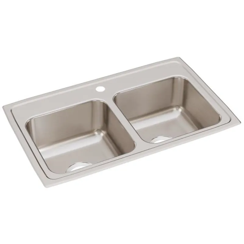 Elkay LR29181 Lustertone Classic Stainless Steel 29 x 18 x 7-5/8 Equal Double Bowl Drop-in Sink