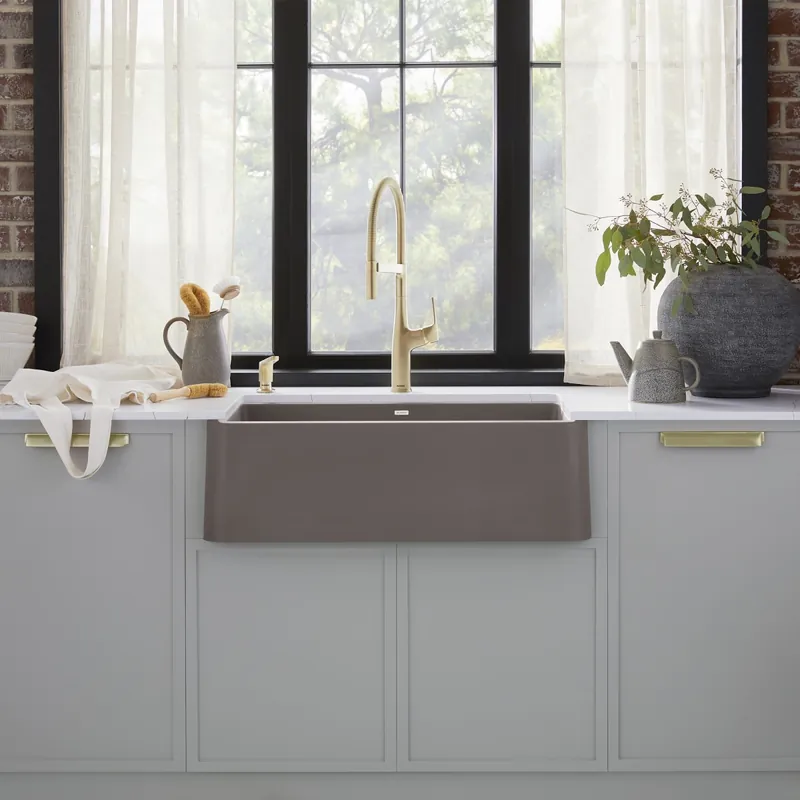 Blanco 443114 Ikon 33 Apron Single Bowl Farmhouse Sink - Volcano Gray