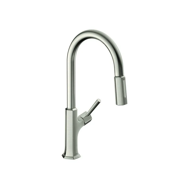 Hansgrohe 04852800 Locarno Single Handle Pull Down Kitchen Faucet in Steel Optic