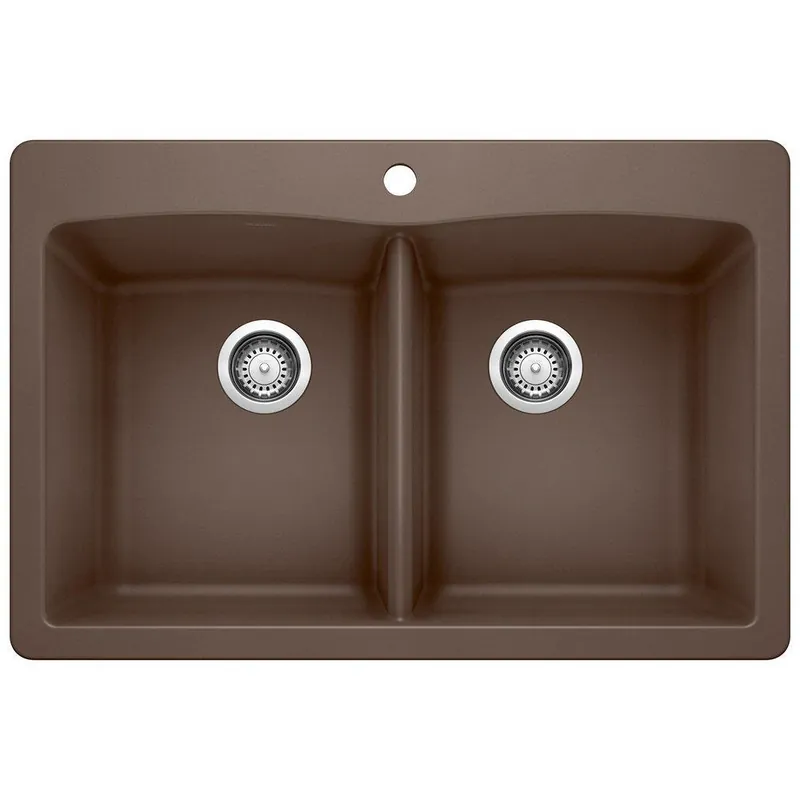 BLANCO 440218 DIAMOND 33 x 22 in. 1 Hole Composite Double Bowl Dual Mount Kitchen Sink
