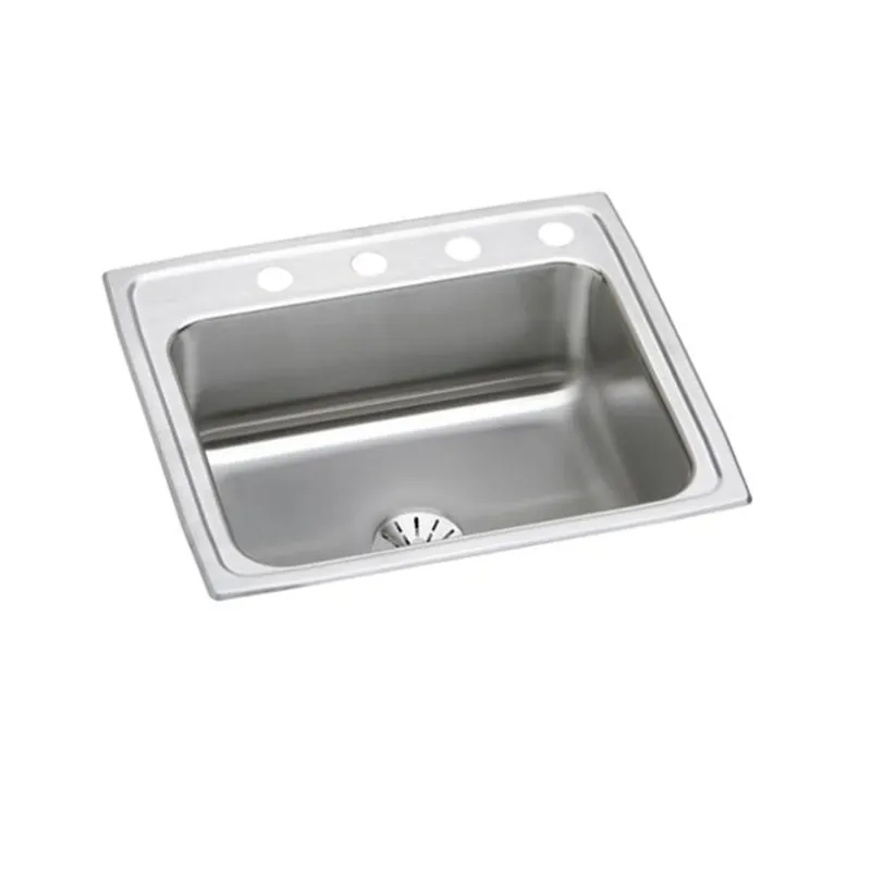 Elkay LR2521PDMR2 Lustertone Classic Stainless Steel 25 x 21-1/4 x 7-7/8 MR2-Hole Single Bowl Drop-in Sink