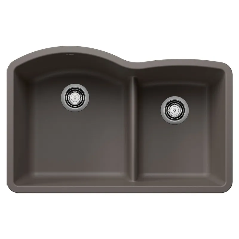 Blanco 443102 Diamond 1-3/4 Double Bowl Kitchen Sink with Low Divide - Volcano Gray