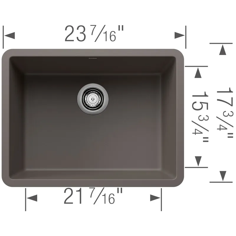 Blanco 527411 Precis 24 Single Bowl Kitchen Sink - Volcano Gray