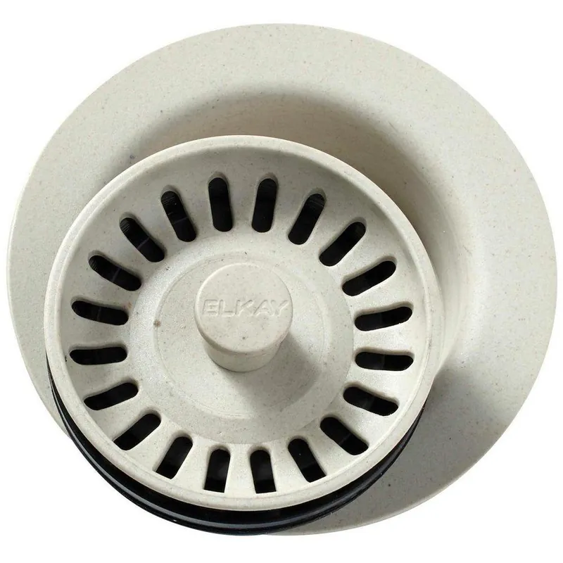 Elkay LKQD35BQ Polymer 3-1/2 Disposer Flange with Removable Basket Strainer and Rubber Stopper Bisque