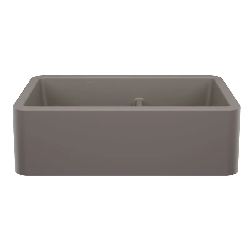 Blanco 443115 Ikon 33 Apron Double Bowl Farmhouse Sink with Low Divide - Volcano Gray