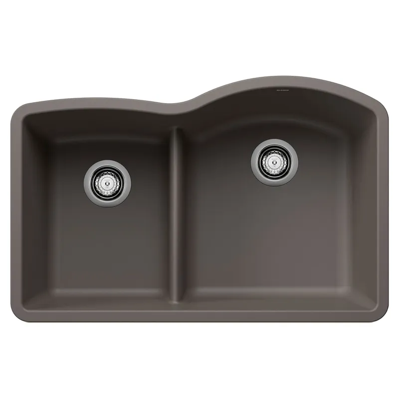 Blanco 443103 Diamond 1-3/4 Reverse Double Bowl Kitchen Sink with Low Divide - Volcano Gray