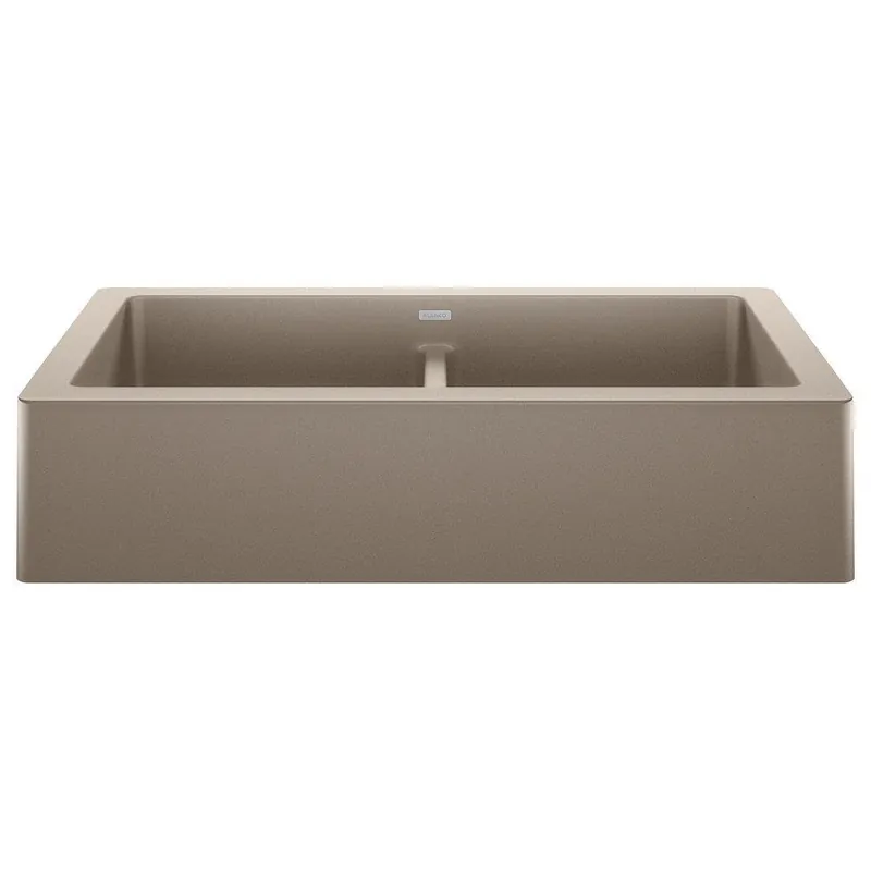 BLANCO 526553 Vintera 32-13/16 x 19 in. No Hole Granite Composite Double Bowl Farmhouse Kitchen Sink in Truffle