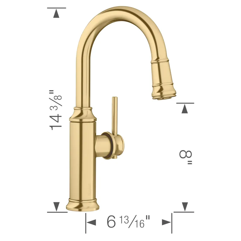 Blanco 442983 Empressa Pull-Down Bar Faucet 1.5 GPM - Satin Gold
