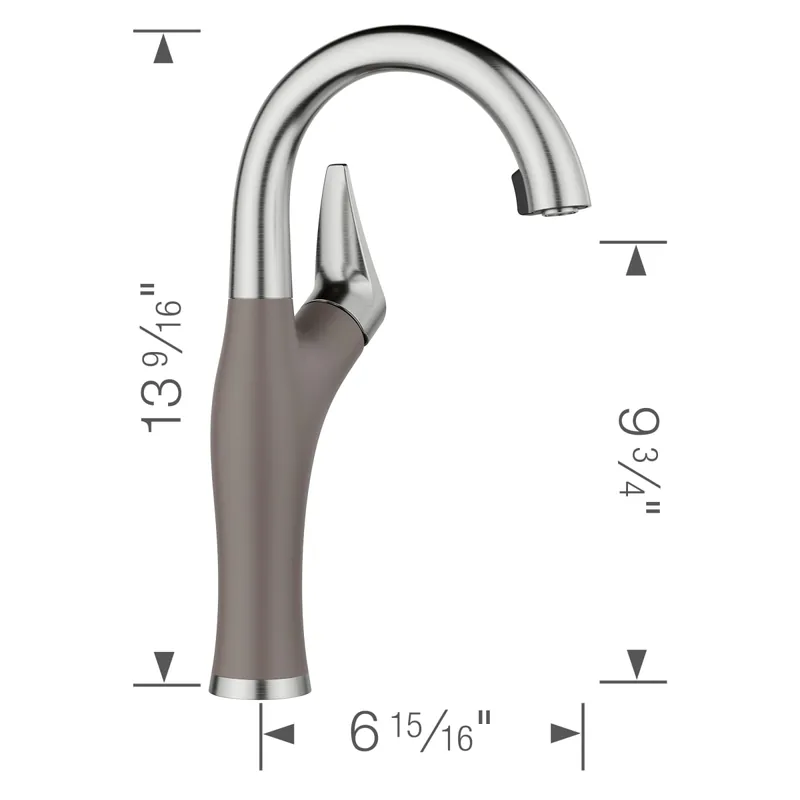 Blanco 443042 Artona Bar Faucet 1.5 GPM - PVD Steel/Volcano Gray