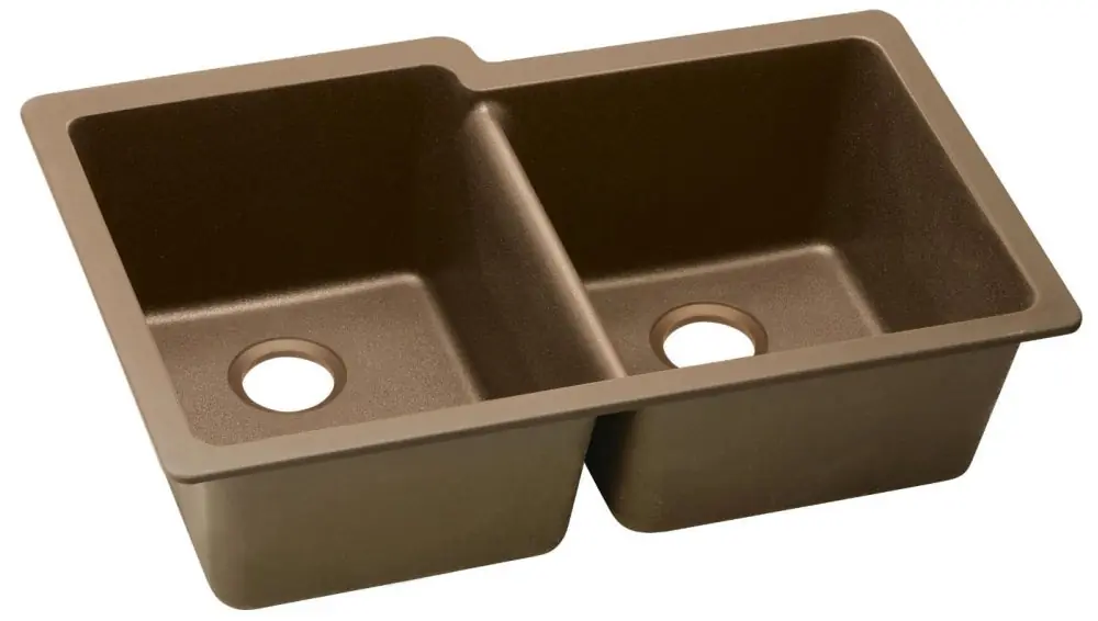 Elkay ELGU250RMC0 Quartz Classic 33 x 20-1/2 x 9-1/2 Offset Double Bowl Undermount Sink Mocha