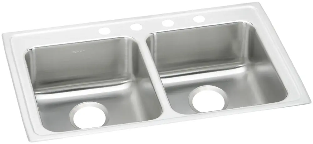 Elkay LRAD3319654 Lustertone Classic Stainless Steel 33 x 19-1/2 x 6-1/2 4-Hole Equal Double Bowl Drop-In ADA Sink