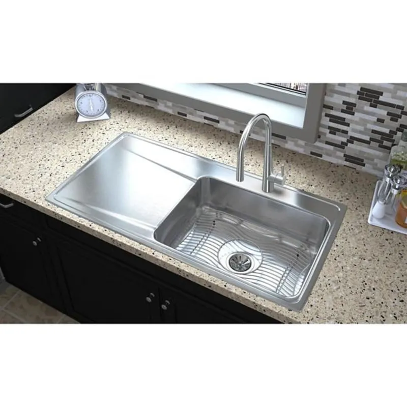 Elkay ILR4322R2 Lustertone Classic Stainless Steel 43 x 22 x 7-5/8 Single Bowl Drop-in Sink with Drainboard