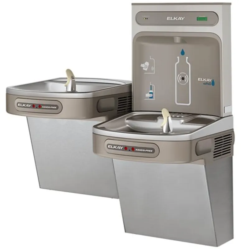 Elkay LZOOTL8WSSK ezH2O Bottle Filling Station with Bi-Level ADA Cooler Dual Hands Free Activation Refrigerated Stainless
