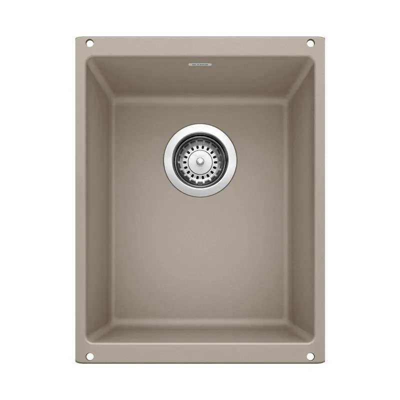 BLANCO 517676 Precis 13-39/50 x 18-11/100 in No Hole Composite Single Bowl Undermount Kitchen Sink in Truffle