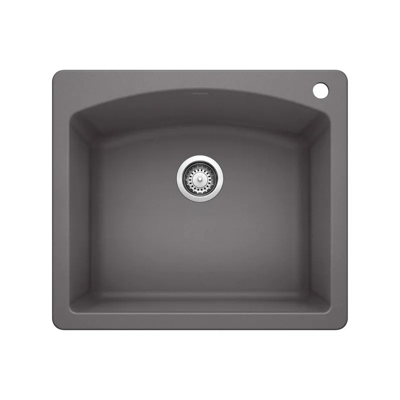 BLANCO 441463 Diamond 25 x 22 in. 1 Hole Composite Single Bowl Dual Mount Kitchen Sink in Cinder