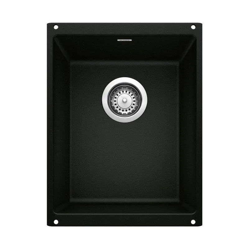 BLANCO 442932 Precis 13-3/4 x 18 in. No Hole Granite Composite Single Bowl Undermount Kitchen Sink in Coal Black