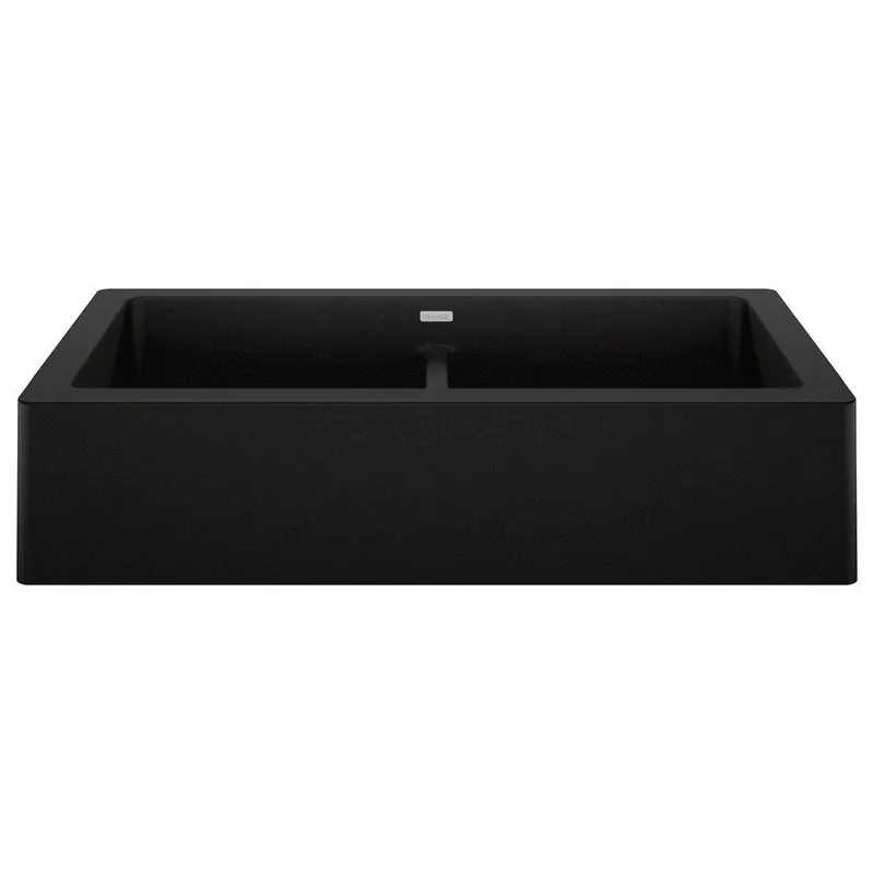 BLANCO 526554 Vintera 32-13/16 x 19 in. No Hole Granite Composite Double Bowl Farmhouse Kitchen Sink in Coal Black