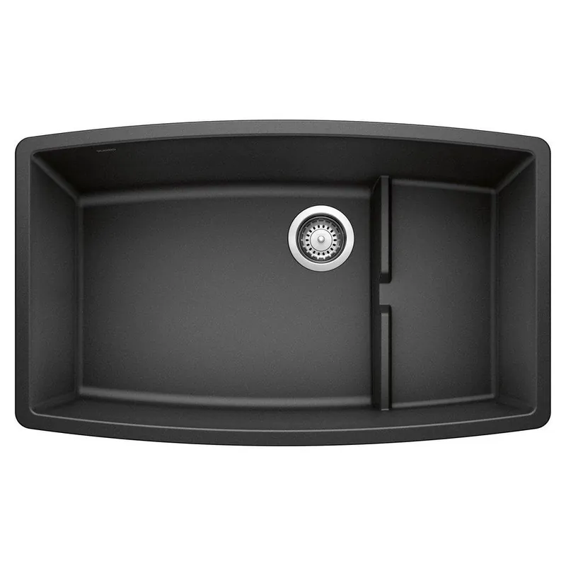 BLANCO 440064 Performa 32 x 19-1/2 in. No Hole Composite Double Bowl Undermount Kitchen Sink in Anthracite