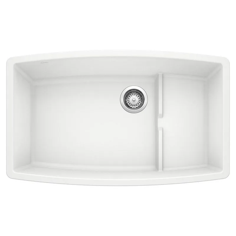 BLANCO 440066 Performa 32 x 19-1/2 in. No Hole Composite Double Bowl Undermount Kitchen Sink in White