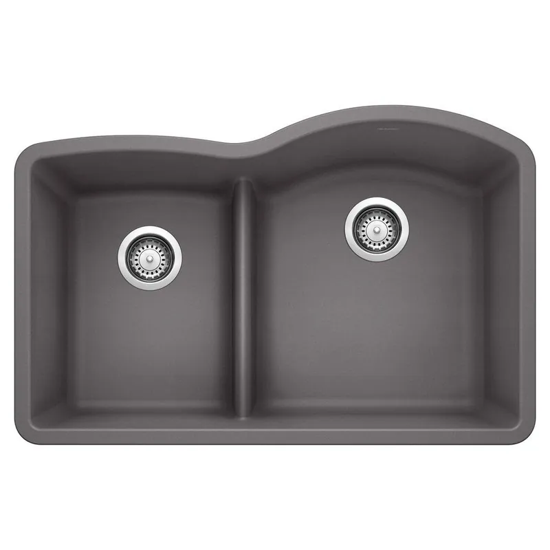 BLANCO 441600 Diamond™ 32 x 20-7/8 in. No Hole Composite Double Bowl Undermount Kitchen Sink in Cinder