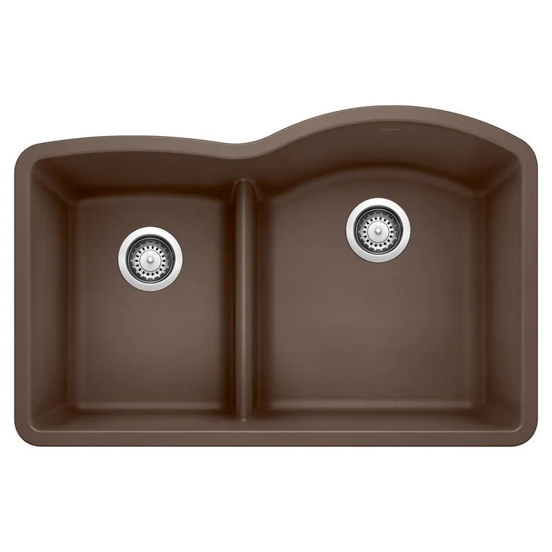 BLANCO 441609 Diamond 32 x 20-7/8 in. No Hole Composite Double Bowl Undermount Kitchen Sink in Cafe Brown