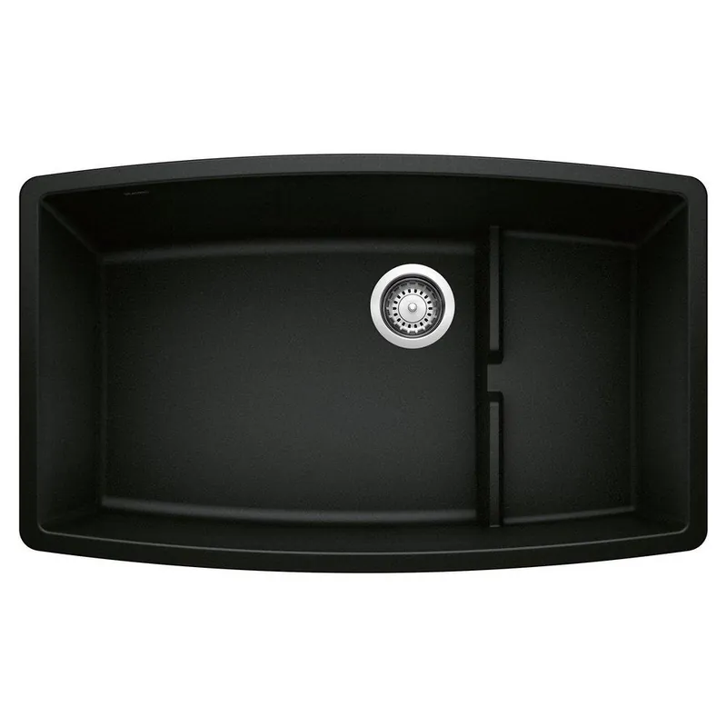 BLANCO 442936 Performa 32 x 19-1/2 in. No Hole Granite Composite Single Bowl Undermount Kitchen Sink in Coal Black