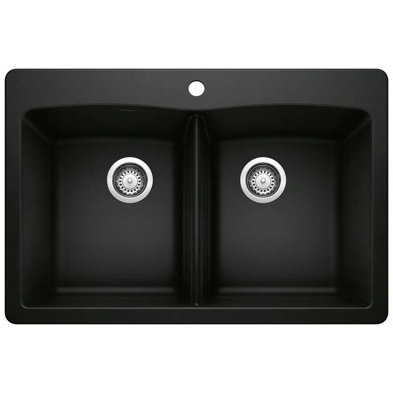 BLANCO 442912 Diamond™ 33 x 22 in. 1-Hole Granite Composite Double Bowl Dual Mount Kitchen Sink