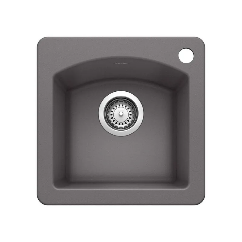 BLANCO 441477 Diamond 15 x 15 in. 1 Hole Drop-in and Undermount Granite Bar Sink in Cinder