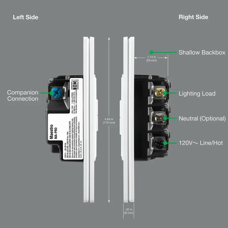 Lutron MA-PRO-IV Maestro Single Pole, 3-Way, Multi-Location CFL/ELV/LED/MLV Dimmer, 500 Watts, Ivory