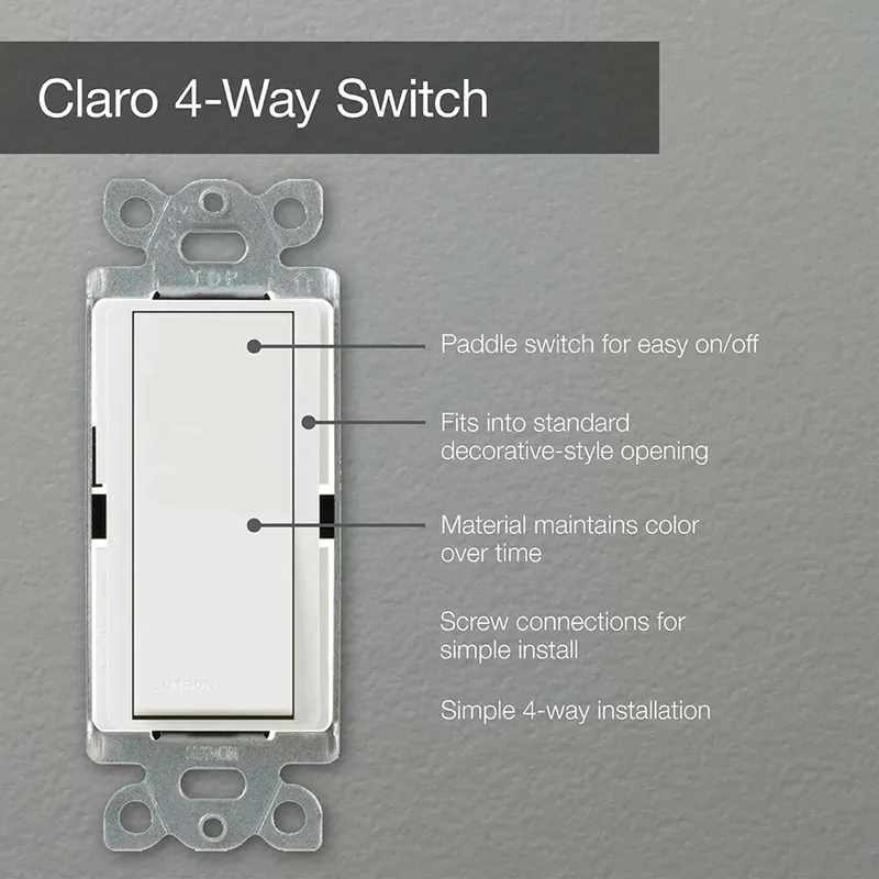 Lutron CA-4PS-WH Lutron Claro 15 Amp On/Off, 4-Way On/Off Rocker Switch, White