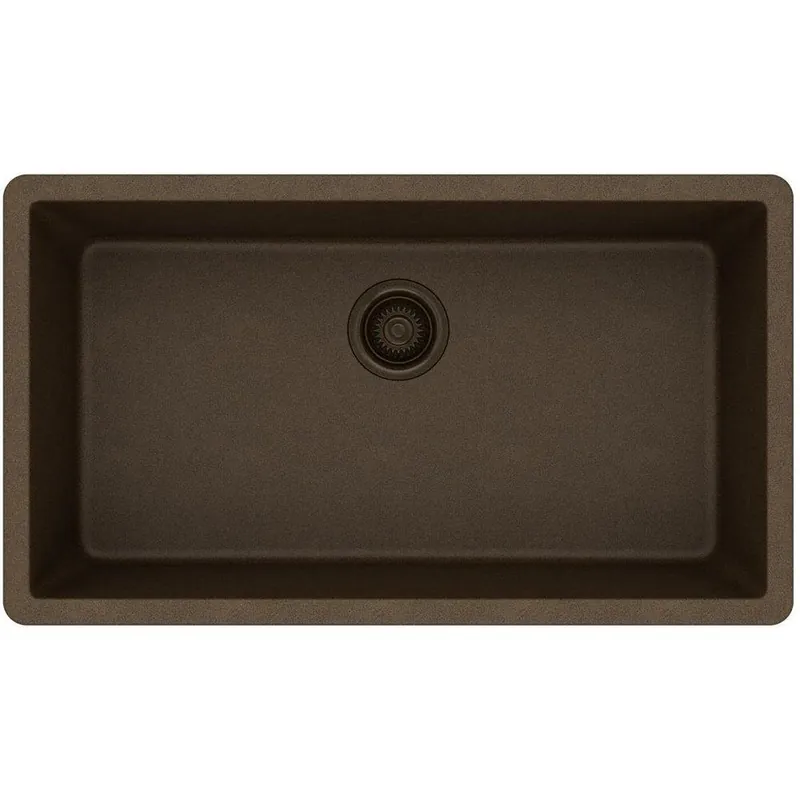 Elkay ELGRU13322MC0 Quartz Classic 33 x 18-7/16 in. No Hole Composite Single Bowl Undermount Kitchen Sink in Mocha