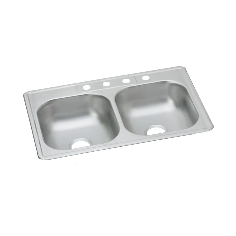 Elkay DW50233223 Dayton Stainless Steel 33 x 22 x 6-9/16 Equal Double Bowl Drop-in Sink