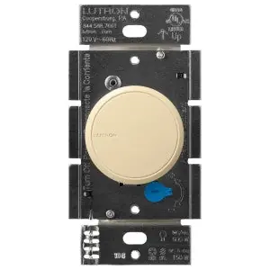 Lutron RCL-153PNL-IV Dalia LED+ Dimmer Push On/Push Off Rotary Knob With Locator Light Ivory