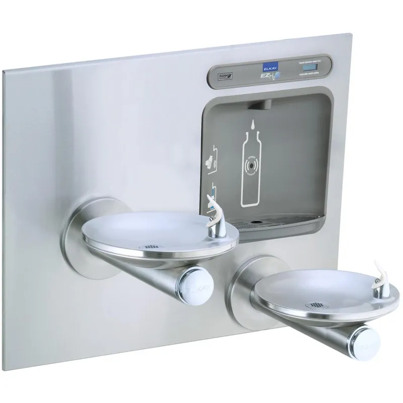 Elkay EZWS-EDFPBM117K ezH2O Bottle Filling Station with Bi-Level Integral SwirlFlo Fountain Non-Filtered Non-Refrigerated Stainless