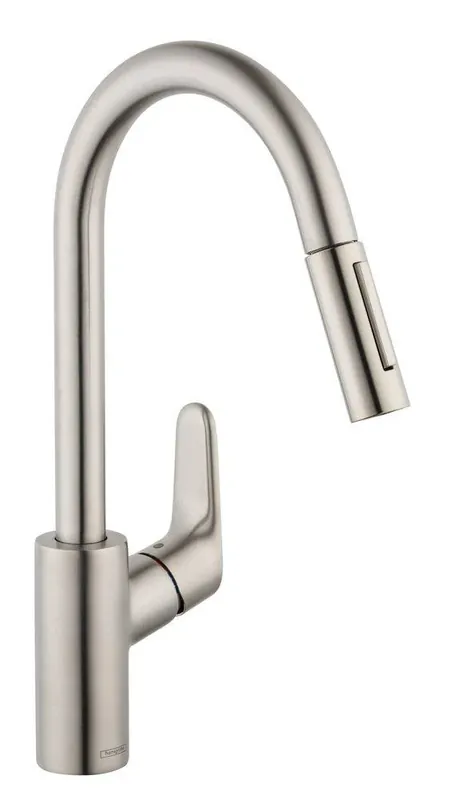 Hansgrohe 04505800 Focus Single Handle Pull Down Kitchen Faucet in Steel Optic