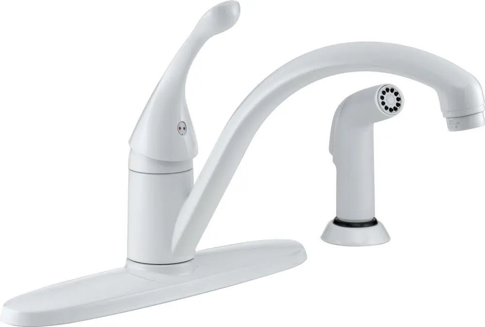 Delta Faucet 440-WH-DST Collins Single Handle Kitchen Faucet with Side Spray
