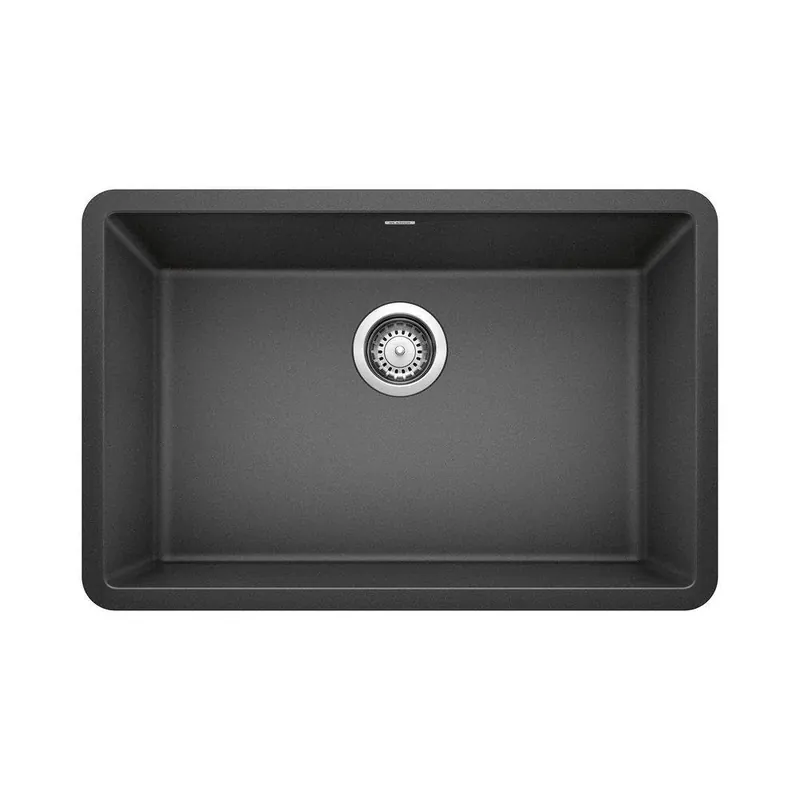 BLANCO 522259 Precis 26-13/16 x 17-3/4 in No Hole Composite Single Bowl Undermount Kitchen Sink in Anthracite