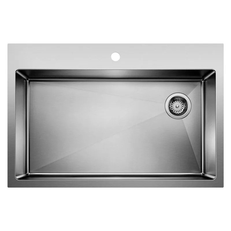 BLANCO 524221 Quatrus 33 x 22 in. No Hole Stainless Steel Single Bowl Dual Mount Kitchen Sink in Satin